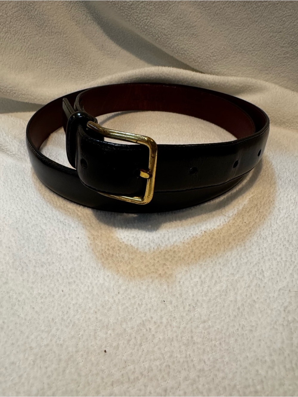 Classic Brighton Black Leather Men's Belt with Gold Buckle sz36